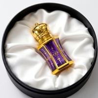 Botella de aceite esencial de lujo árabe de 10 ml, hexagonal, de vidrio mate electrochapado, con rodillo y tapa de rosca para aceite Attar