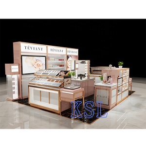 Sang trọng tùy chỉnh thiết kế nội thất bằng gỗ Rack hiển thị mỹ phẩm Mall trang điểm <span class=keywords><strong>kiosk</strong></span> cho Showcase - Product Image 4
