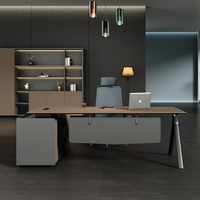 Bureau de direction moderne extensible pour le patron Table de bureau du PDG Acier Bois Cuir Métal Matériaux Tiroir de fichiers Bureau Utilisation scolaire