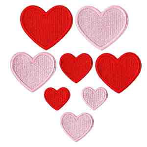 Nuevo Parche Bordado Termoadhesivo de Corazón en Rosa Bebé y Rojo, Varios Tamaños, para Decoración de Sombreros, Bolsos y Fundas de Teléfono - Product Image 1