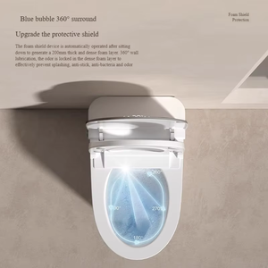 WC intelligent avec couvercle automatique, siège chauffant, fixation au sol, double circuit d'eau chaude, restriction de pression d'eau, drainage en S - Product Image 2