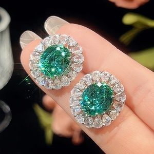 Fashion Eco-friendly Copper 13*18/10-12MM Green Zircon Pendant <b>Earrings</b> Ring <b>Set</b> Vintage Style Jewelry <b>Set</b> for Timeless Elegance - Product Image 4