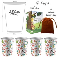Moioco Gobelets empilables en métal de 12 oz pour décorations de fête de Noël, cadeaux de Noël pour adolescents (filles et garçons)