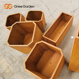 Vente en gros usine : Jardinière de sol carrée moyenne en acier Corten, finition rouille, écologique, durable, résistante à la corrosion, pour fleurs - Product Image 4