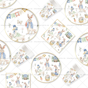 ชุดอุปกรณ์บนโต๊ะอาหารวันอีสเตอร์ DAMAI ชุดอุปกรณ์ปาร์ตี้ลายกระต่าย จานกระดาษแบบใช้แล้วทิ้งสำหรับงานเฉลิมฉลองฤดูใบไม้ผลิ ของชำร่วยสำหรับปิกนิก - Product Image 4