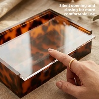 Boîte de rangement pour Mahjong en acrylique brillant veiné effet écaille de tortue, avec couvercle coulissant, anti-poussière et empilable, pour le tri des tuiles de jeu de table en intérieur