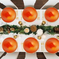 Assiette de présentation décorative de 13 pouces, orange, à bord gaufré, pour mariage et fête