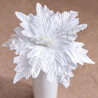 Fleurs pointus artificielles pour décoration de noël, 8 pièces, 25cm, paillettes, pour noël