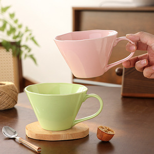 Ceramic Mugs <b>Pink</b> And Green Porcelain Modern Design Reusable For Office Home Coffee Tea <b>Gift</b> - Product Image 1
