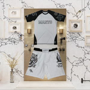 Nuovo Completo Personalizzato 2026 per Uomo: Rashguard Elasticizzato in Spandex/Poliestere + Pantaloncini per MMA, Jiu Jitsu e Grappling - Product Image 3