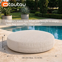 OTAUTAU Housse de pouf géant rond moderne en tissu, inclinable, pour extérieur, flottant pour piscine, convertible en canapé-lit DD213, sans rembourrage