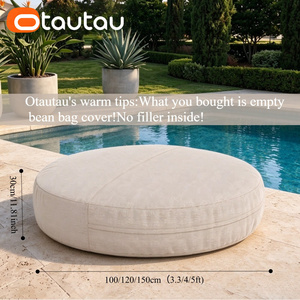 OTAUTAU Housse de <span class=keywords><strong>pouf</strong></span> géant rond moderne en tissu, inclinable, pour extérieur, flottant pour piscine, convertible en canapé-lit DD213, sans rembourrage - Product Image 3