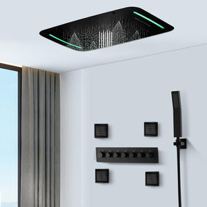 6機能LEDシャワーシステム710X 430 MM滝降雨黒シャワーセット + スクエア4インチボディスプレージェット - Product Image 2