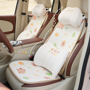 Capybara Car Seat Cushion Set Honeycomb Cooling Pad With Neck Pillow For Auto Interior Protection And Comfort - Product Image 1