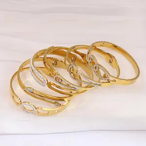 Jinyun Großhandel Edelstahl Mode 18 Karat Gold Gold Diamant Armreif Hohl stern Armband Schmuck Armband Berühmte Marken Armreif