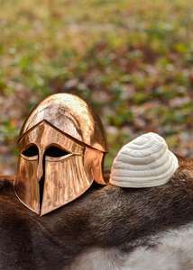 Casques grecs traditionnels de luxe polis, en acier fait main de qualité supérieure, pour la décoration intérieure, les événements culturels, les mariages et les expositions. - Product Image 6