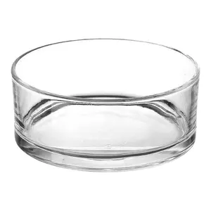 Wholesale Custom Hand Blown Flat Fish Bowl Clear Round Cylinder Glass Vase