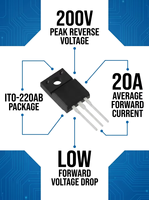 Redresseur Schottky original LUJING MBR20200FCT 20A 200V 0.95V VFM TO-220F Diode de puissance