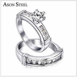 Anillos de Compromiso con Corte Cojín al por Mayor de Fábrica, Juego de 2 Piezas, Anillos para Pareja - Product Image 4