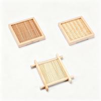 Sous-verre carré en bambou naturel, résistant à la chaleur, tapis pour tasse à thé, dessous de pot en bambou tissé à la main pour la décoration de la cuisine et de la table à manger