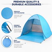 Tente de plage portable en polyester 170T avec structure en fil d'acier, abri extérieur petit et grand format avec sac de transport