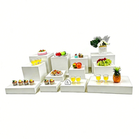 Ensemble de présentoirs à buffet en acrylique blanc brillant, supports à desserts, présentoirs en cubes pour mariage, fête, restauration