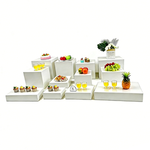 White <b>Acrylic</b> Buffet Display Riser Set Glossy Dessert Food <b>Stand</b> Cube Display Rack for Wedding Party Catering - Product Image 1