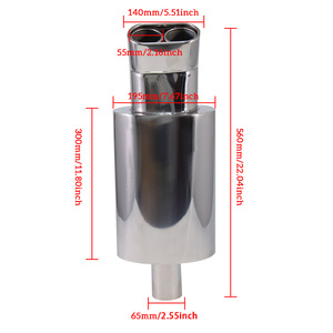 2.5 Inch Inlet Car Exhaust <strong>Muffler</strong> Pipe TailPipe Car Modified Double Outlet Turbo <strong>Sound</strong> Boost <strong>Mufflers</strong> <strong>Tips</strong> - Product Image 2