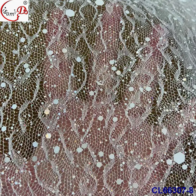 RTS lisami white wedding elegant light glitter on tulle net big paillettes design wedding bride lace fabric for fashion dress