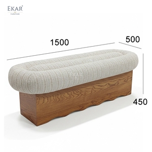 Banc EKAR '<span class=keywords><strong>Milo</strong></span>' <span class=keywords><strong>de</strong></span> style mi-moderne, rembourré en cuir, fabriqué à <span class=keywords><strong>la</strong></span> main en bois massif, meubles <span class=keywords><strong>de</strong></span> chambre à coucher pour hôtel et appartement - Product Image 1