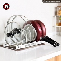 Dapur Logam Dapat Diperluas Tutup Pot Pemegang Rak Pan Rak Kabinet Organizer Dapur Organizer