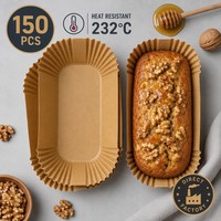 Forros de Papel para Panadería al por Mayor, Certificados por la FDA y SGS, 9x5, 150 Unidades, Color Marrón, 7.5 x 3.5 Pulgadas, Desechables, Antiadherentes, Rectangulares