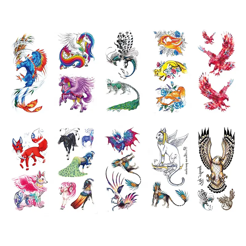 3D Phoenix Scorpion Eagle Tattoo Sticker hennè Tattoo gioielli temporanei con strass Hindi Face Body Tattoo Sticker Sheet Custom