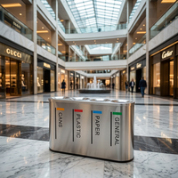 Poubelle de tri des déchets en acier inoxydable à 4 compartiments, station de tri des déchets, conteneur à déchets intérieur/extérieur pour canettes, plastique, papier, ordures