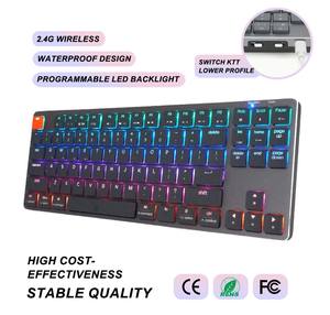 Clavier de jeu sans fil 2,4 GHz, 87 touches, clavier mécanique à profil bas, rétroéclairage LED RVB, clavier de jeu <span class=keywords><strong>USB</strong></span> - Product Image 1