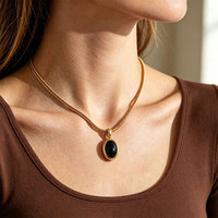 Nouveau collier tendance plaqué or en acier inoxydable avec chaîne à maillons, pendentif breloque cœur carré en pierre œil-de-tigre pour femme