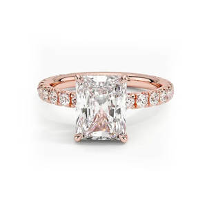 Anillos de oro amarillo de 10K con moissanita de corte esmeralda para mujer, anillo solitario para promesa, aniversario, boda. - Product Image 1