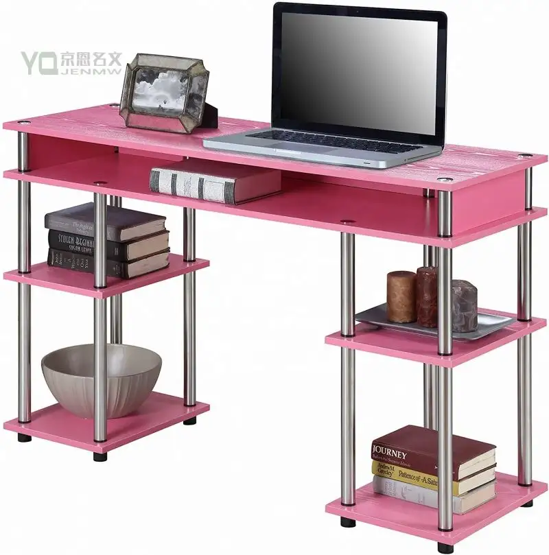YQ JENMW Convenience Concepts Study Table Desk Computer No Tools Student Desk Pink Computer Desk