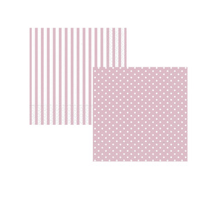 Napkin 2 ply 33x33 cm, dots and stripes rose quartz, 20 pcs/pack - Product Image 1