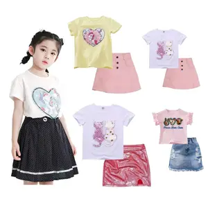 Yiwu Yiyuan Garment kids clothes set girls 8-12 years of age big kids summer clothing set sweet shirt and skirt casual outfits