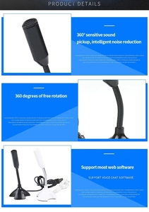 Micrófono USB Profesional de Alta Calidad Ajustable para Computadora Portátil y de Escritorio, para Cantar, Jugar y Transmitir en Vivo, con Soporte - Product Image 6