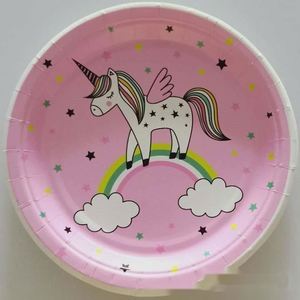 Fournitures pour fête d'anniversaire d'enfants sur le thème de la licorne, assiettes en papier, gobelets, serviettes, vaisselle, ensembles de décoration - Product Image 3
