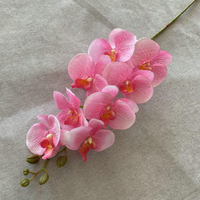 Bunga Phalaenopsis Buatan 9 Kepala Besar Bahan Polyester Peach Skin untuk Dekorasi Pernikahan, Bunga Artifisial Dekoratif