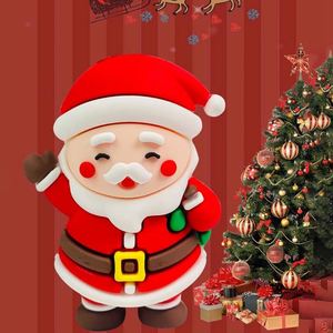 New Year 2023 Christmas <b>Cartoon</b> Santa Claus Keychain Soft Rubber Doll KeyRing Chain Bag Small Pendant Gift Keychain for Car Keys - Product Image 1