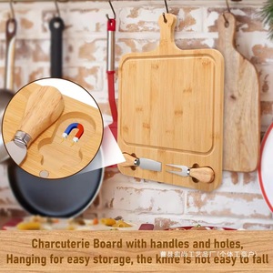Planche à fromage en bambou avec ensemble de couteaux, plateau de découpe multifonctionnel en bois naturel pour la cuisine - Product Image 3