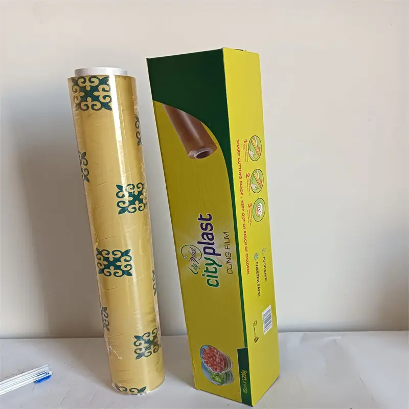 Fábrica Atacado Super filme aderente supermercado usar 8 micron fundição food grade pvc filme aderente para embalagem rolos jumbo