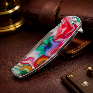 Escamas de mango de cuchillo de acrílico multicolor con efecto remolino arcoíris, personalizadas y cortadas a medida, en bruto FC-04 - Product Image 1
