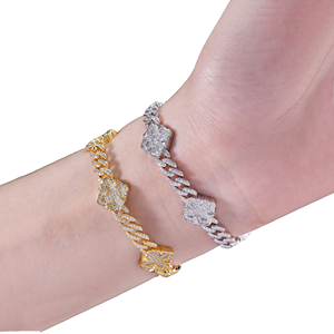 สร้อยข้อมือเทนนิสทรงโคลเวอร์สามแฉก ชุบทองคำขาว 14K เงินแท้ 925 ประดับเพชรโมอิสซาไนต์เต็มวง เครื่องประดับคุณภาพสูงสำหรับผู้หญิงและผู้ชาย - Product Image 2