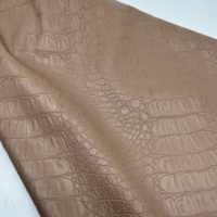 Cuir synthétique sans PFAS avec support en polyester, extensible dans les deux sens, motif crocodile classique, tissu en cuir PU pour vestes
