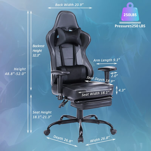 Günstige Peru Marke Preis Top 10 Hot Sale Online blau schwarz Massage verstellbare Armlehne Gaming Stuhl mit Fuß stütze und Massage - Product Image 5